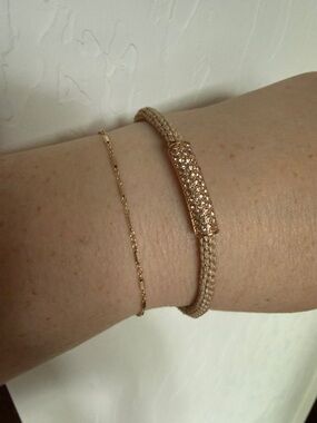 Michael Kors Rose Gold Braided Bracelet with Crystal Bar